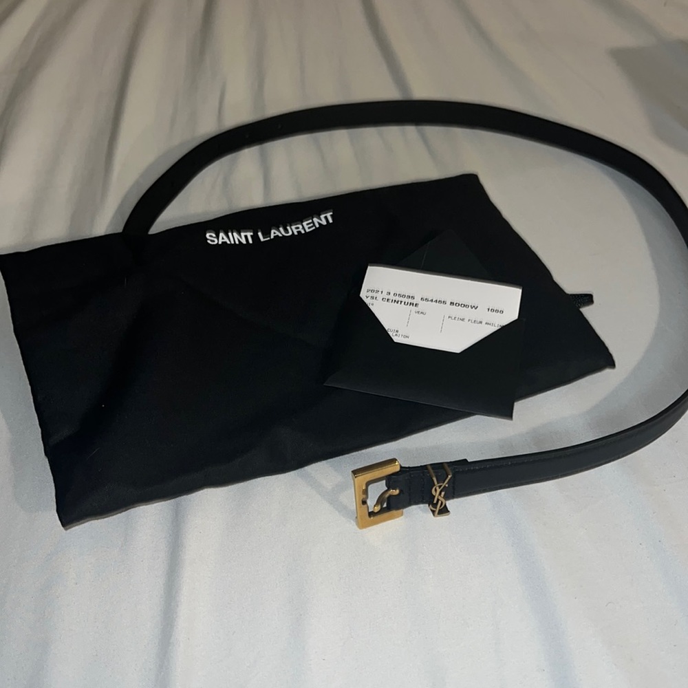 Saint Laurent Black Square Monogramme Belt
